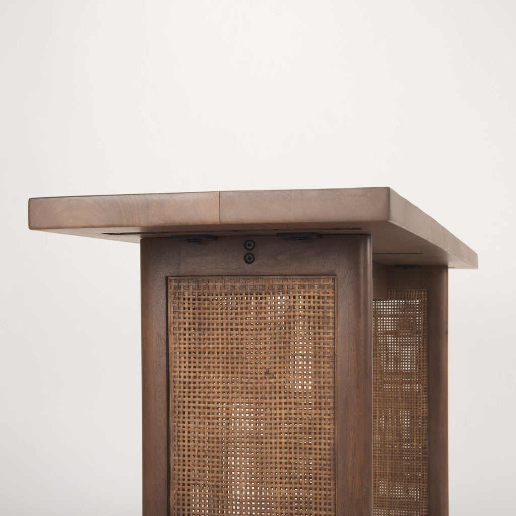 MERCANA GRIER DARK CONSOLE TABLE WITH CANE ACCENT 69906