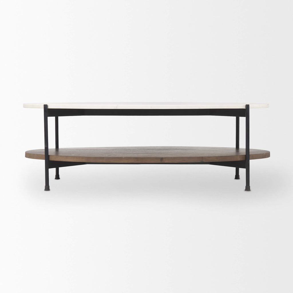 MERCANA LARKIN 48" OVAL WHITE MARBLE TOP COFFEE TABLE 69978-AB