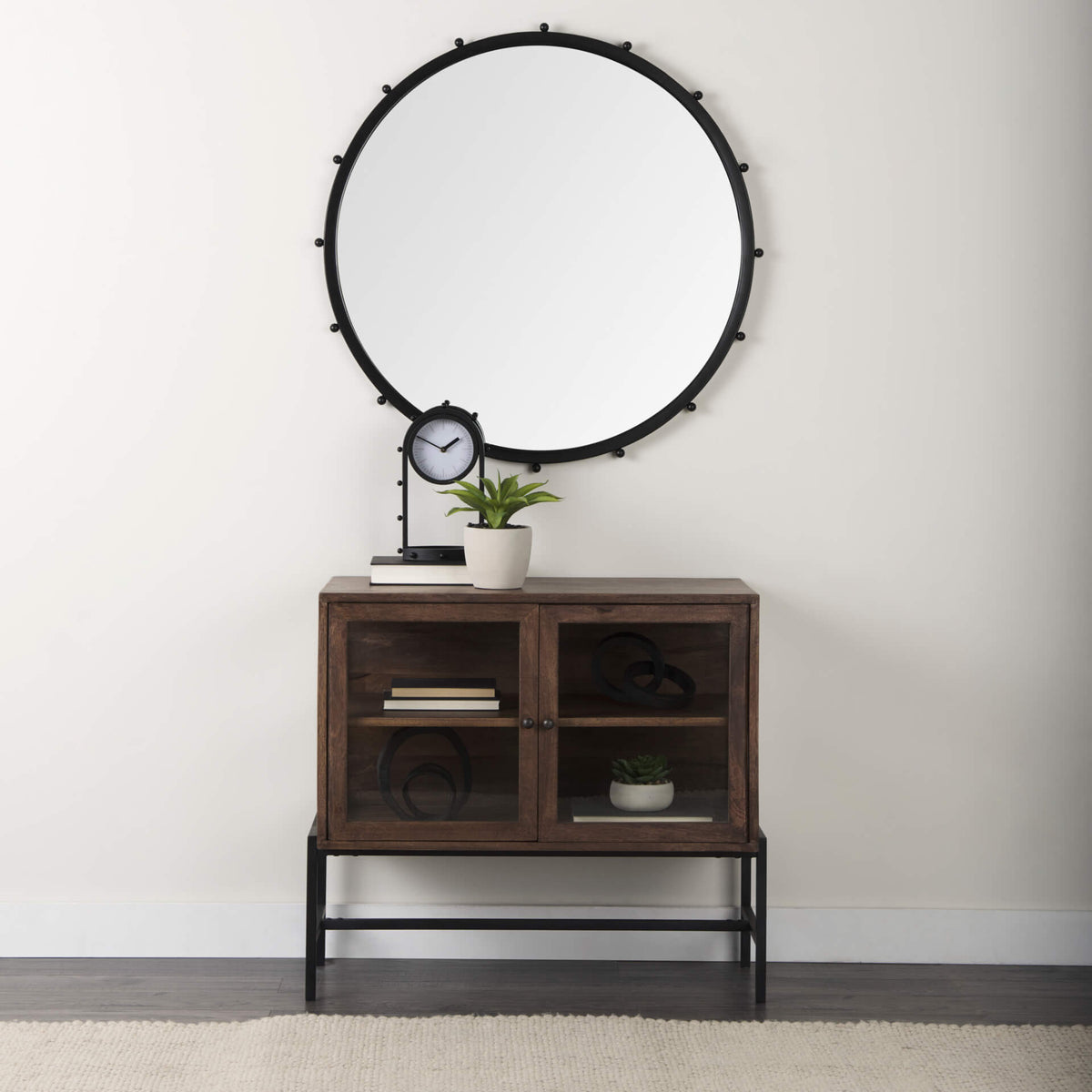 MERCANA ELENA LARGE BLACK METAL MIRROR 69313