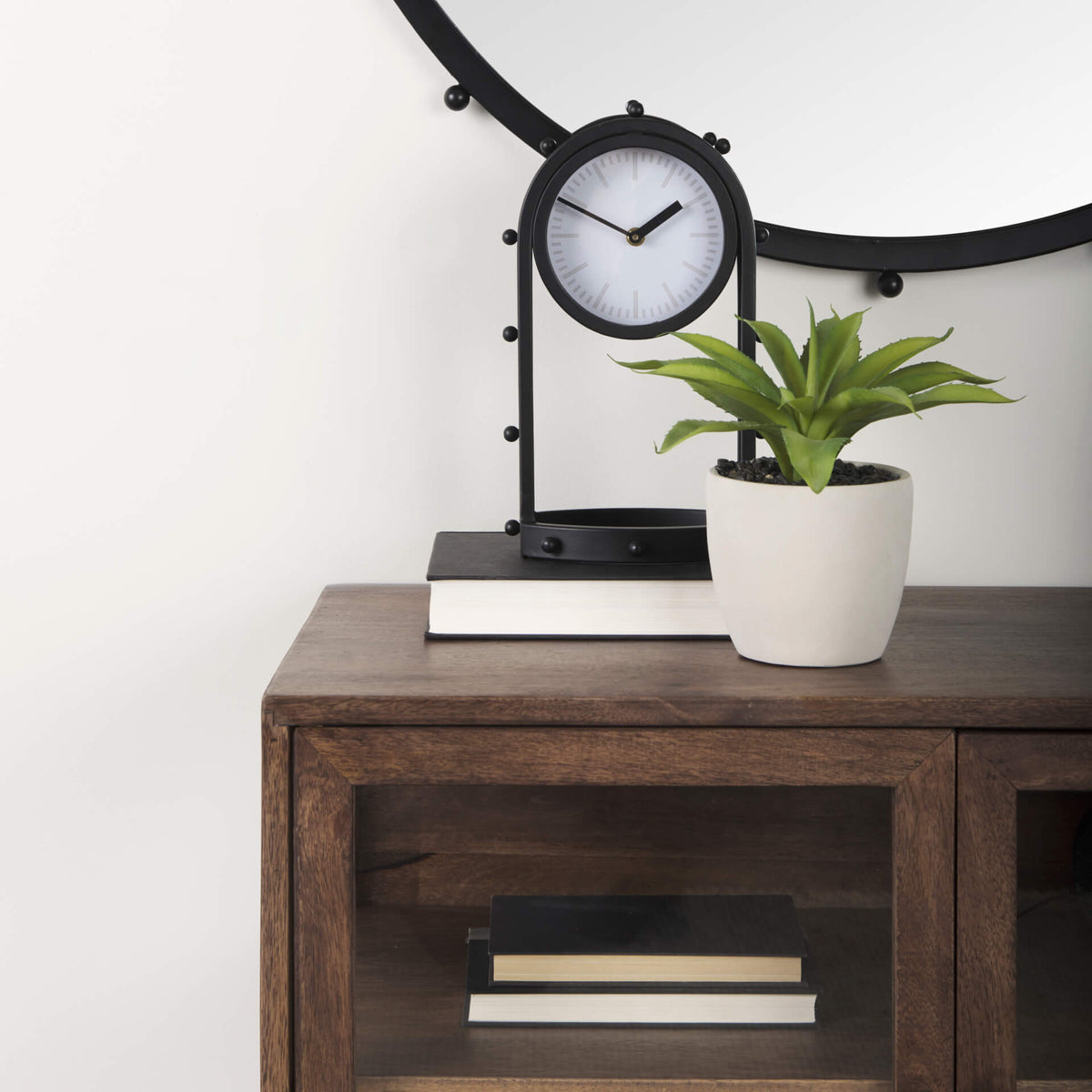 MERCANA MARIAN BLACK STUDDED TABLE CLOCK 69483