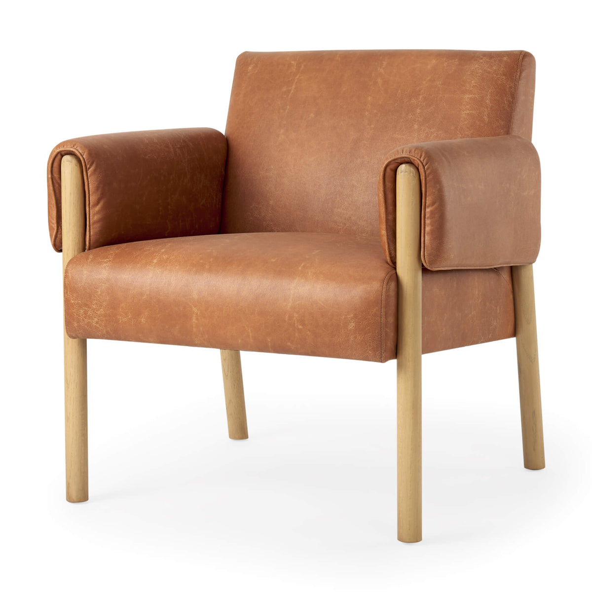 MERCANA ASHTON BROWN FAUX LEATHER ACCENT CHAIR 69820