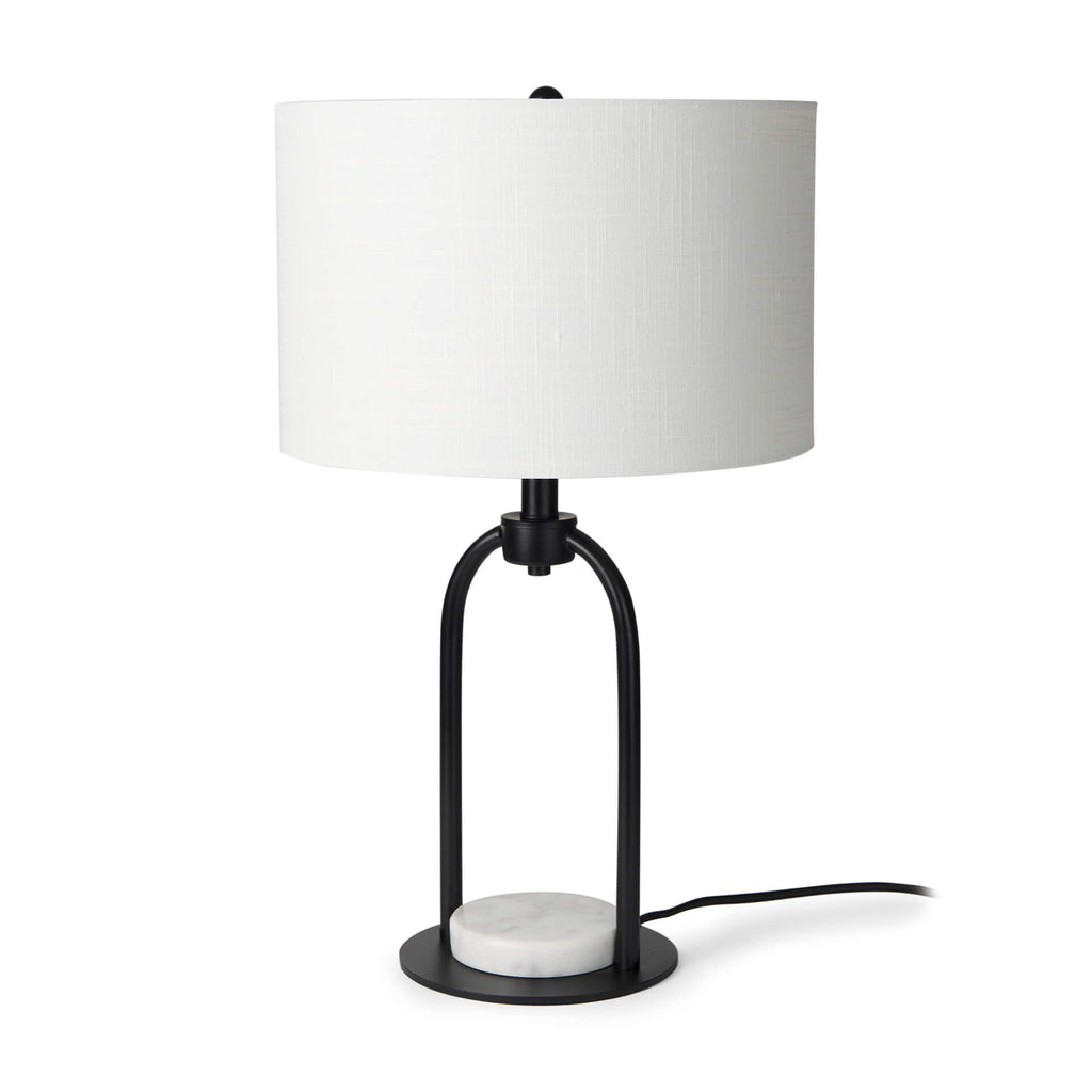 MERCANA SARAH BLACK METAL WITH MARBLE BASE TABLE LAMP 69702