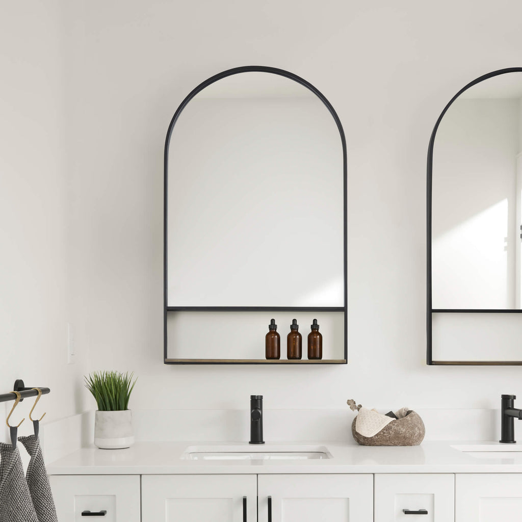 MERCANA CORA WOODEN SHELF ARCHED WALL MIRROR 69320