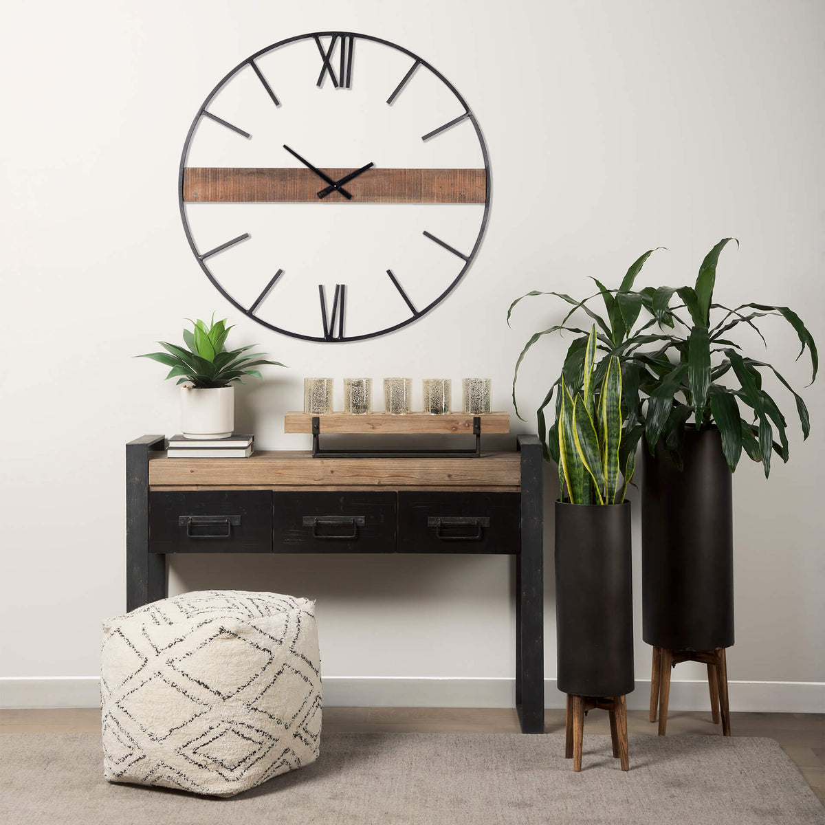 MERCANA ROMAN 36" INDUSTRIAL WALL CLOCK 67523