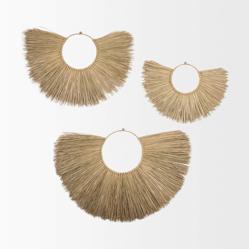 MERCANA BAYU SEAGRASS BOHO WEAVE FAN SET OF THREE 70223