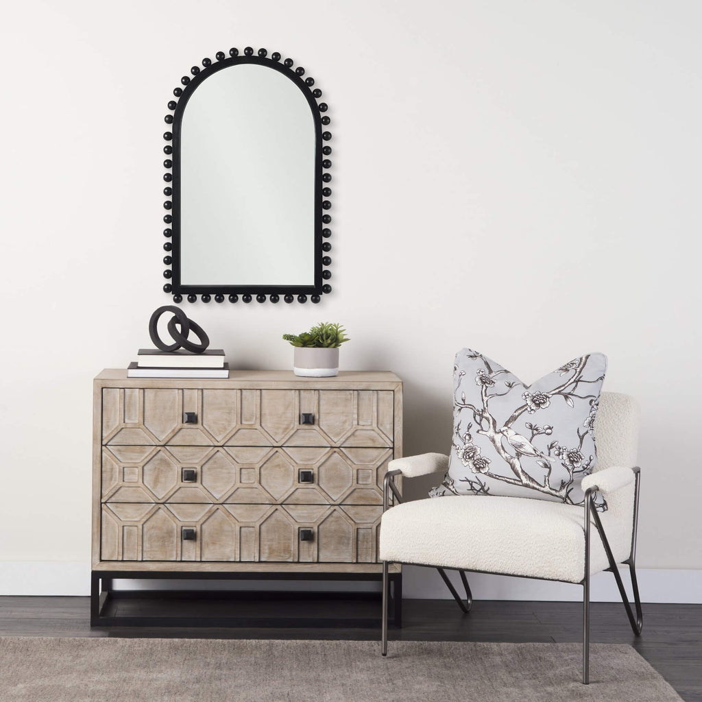 MERCANA LEEDS BLACK WOOD ARCH MIRROR 69285