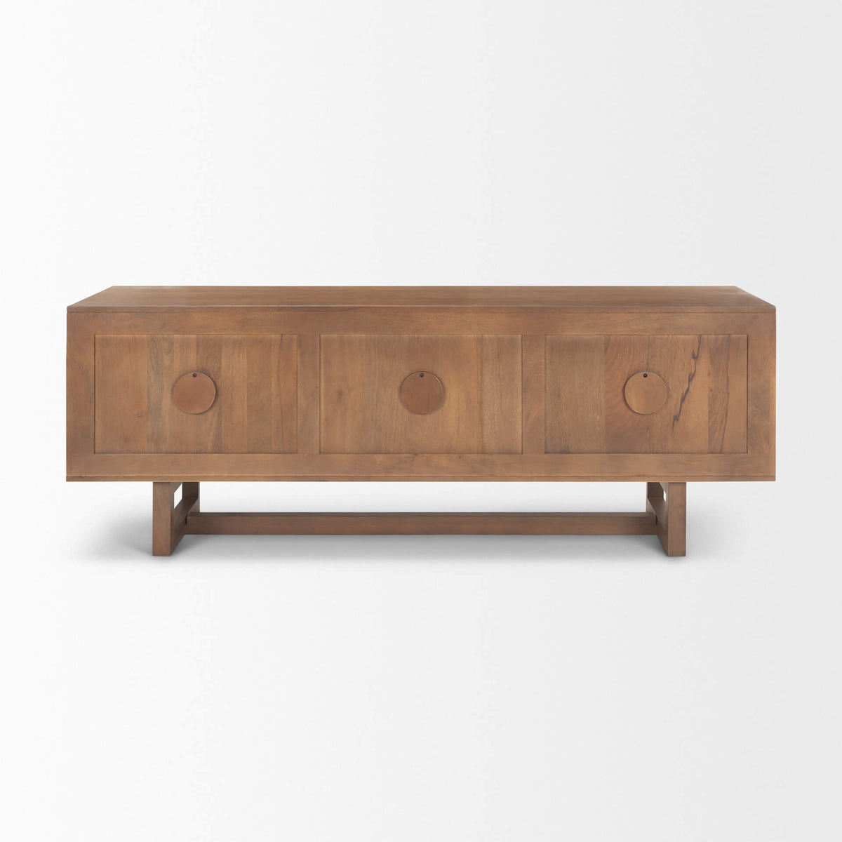 MERCANA GRIER MEDIUM BROWN WOOD WITH CANE MEDIA CONSOLE 69897