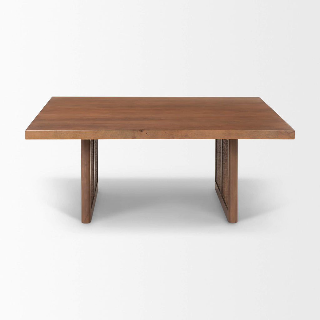MERCANA GRIER MEDIUM BROWN WOOD WITH CANE COFFEE TABLE 69903