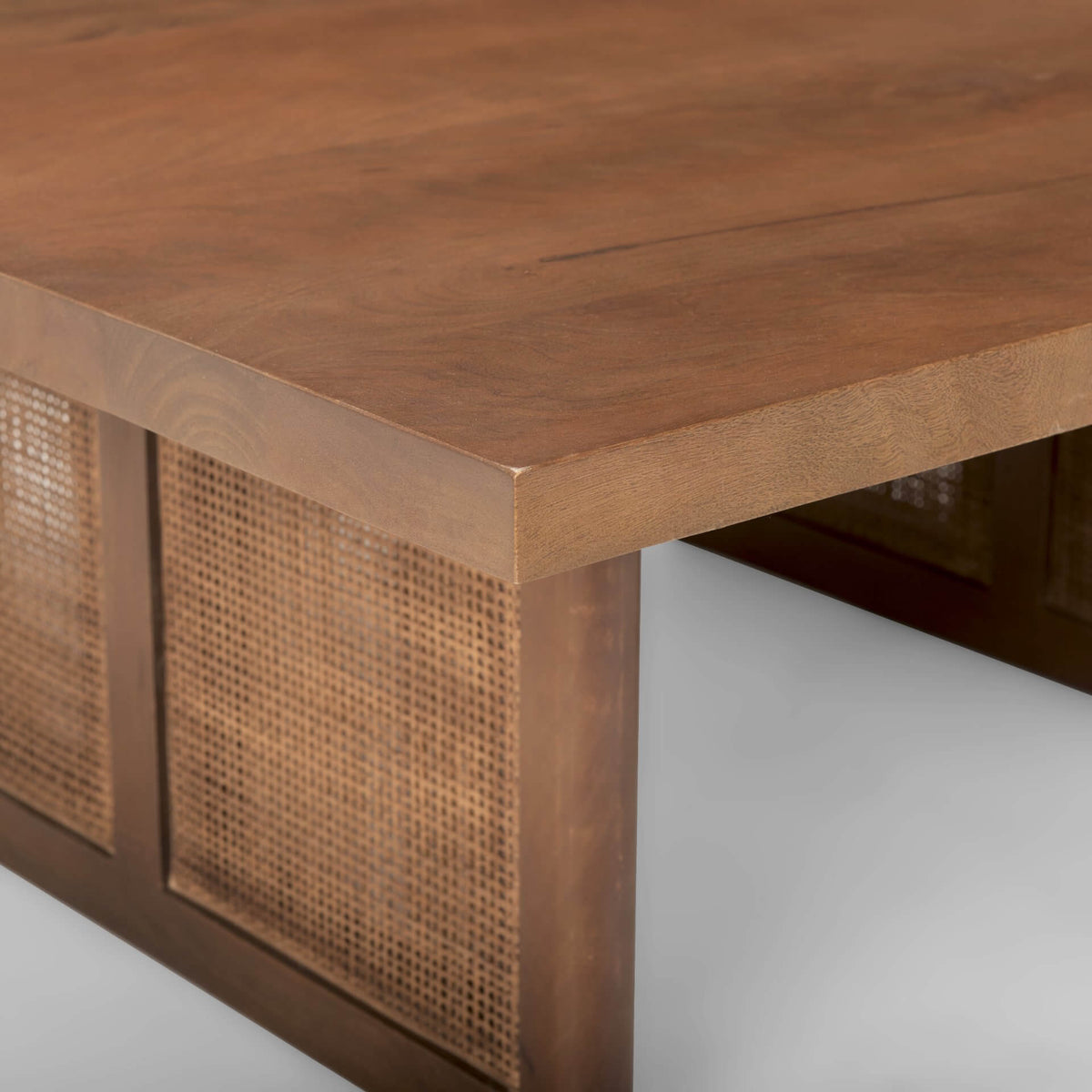 MERCANA GRIER MEDIUM BROWN WOOD WITH CANE COFFEE TABLE 69903
