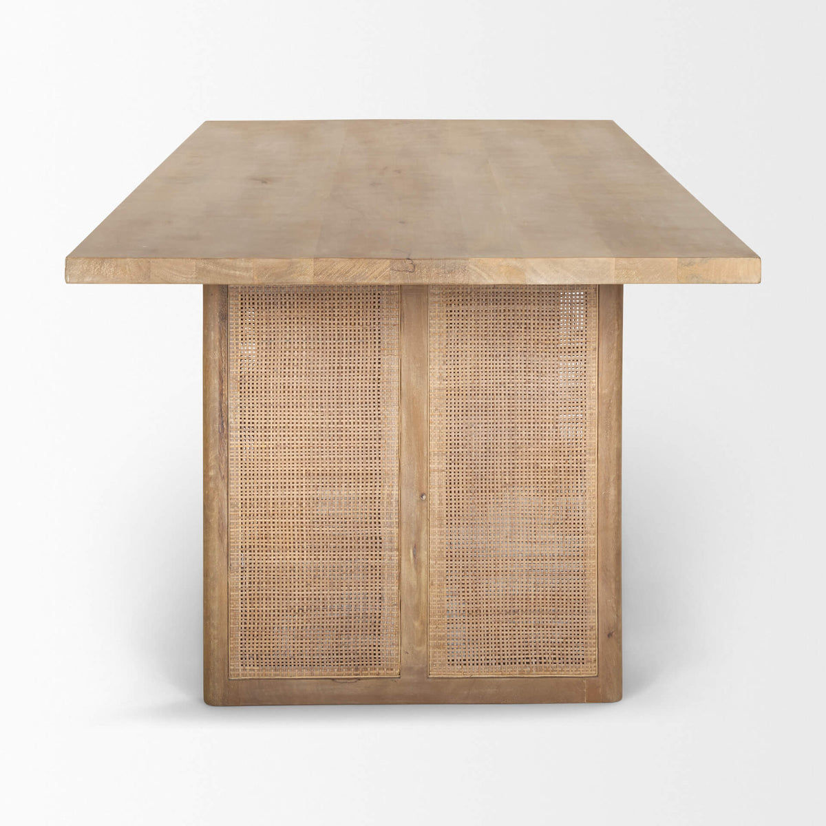 MERCANA GRIER LIGHT BROWN WOOD WITH CANE DINING TABLE 69905
