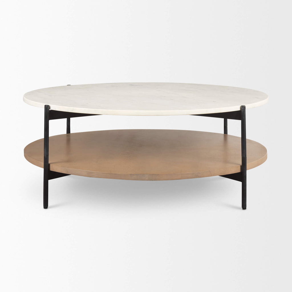 MERCANA LARKIN 42" ROUND MARBLE TOP COFFEE TABLE 69924-AB