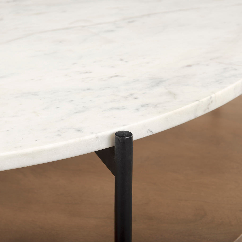 MERCANA LARKIN 42" ROUND MARBLE TOP COFFEE TABLE 69924-AB