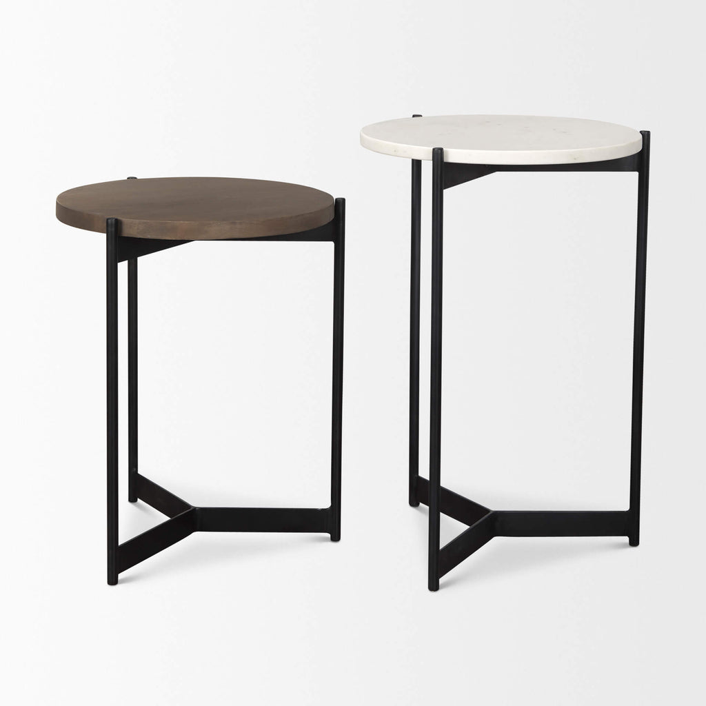 MERCANA LARKIN MARBLE AND BROWN NESTING TABLES 70170