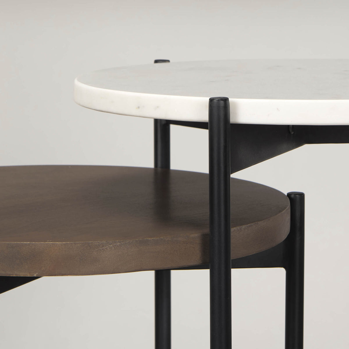 MERCANA LARKIN MARBLE AND BROWN NESTING TABLES 70170