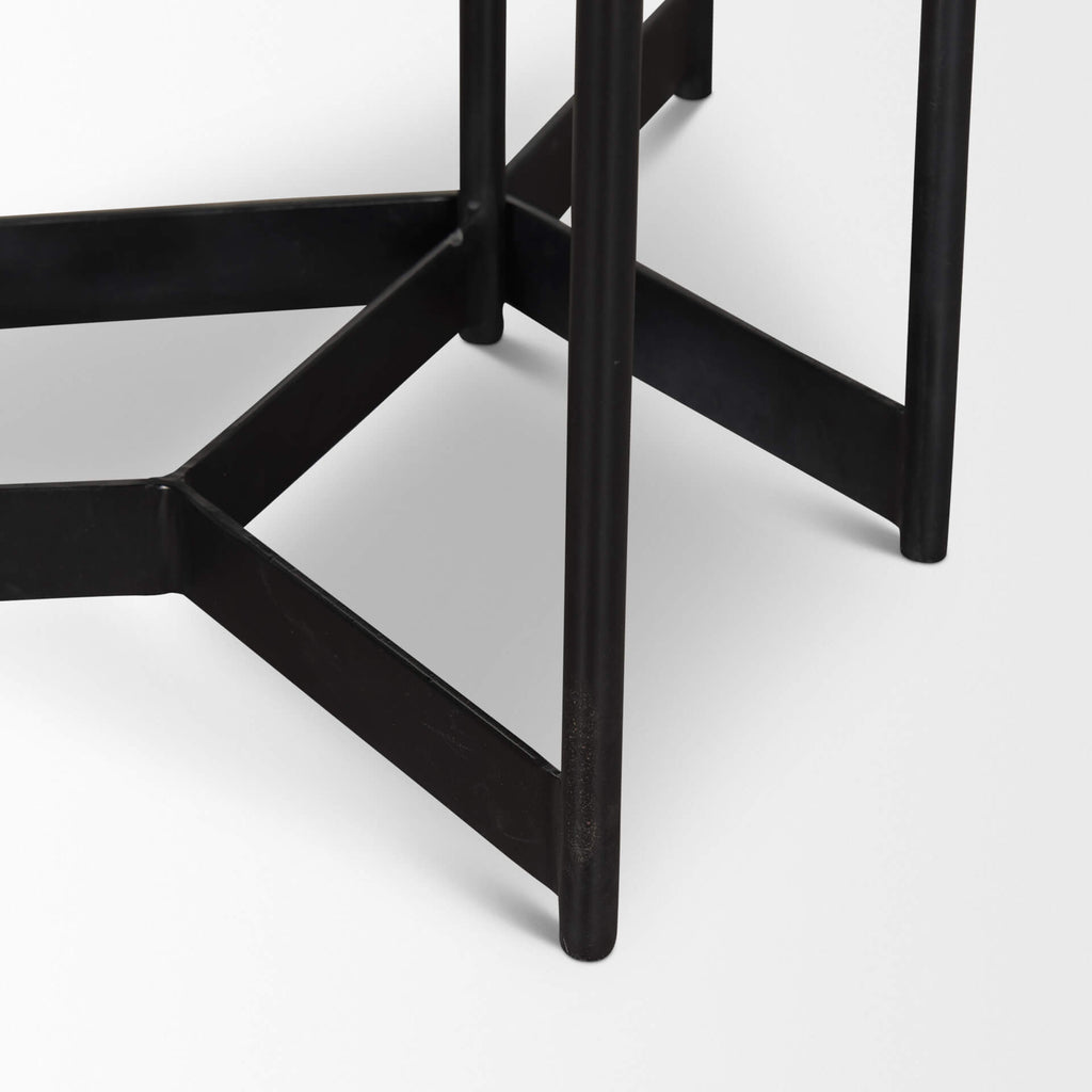 MERCANA LARKIN MARBLE AND BROWN NESTING TABLES 70170