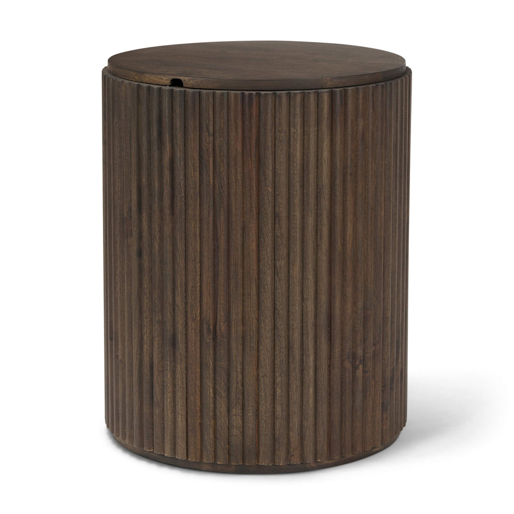 MERCANA TERRA DARK BROWN FLUTER SIDE TABLE 69881