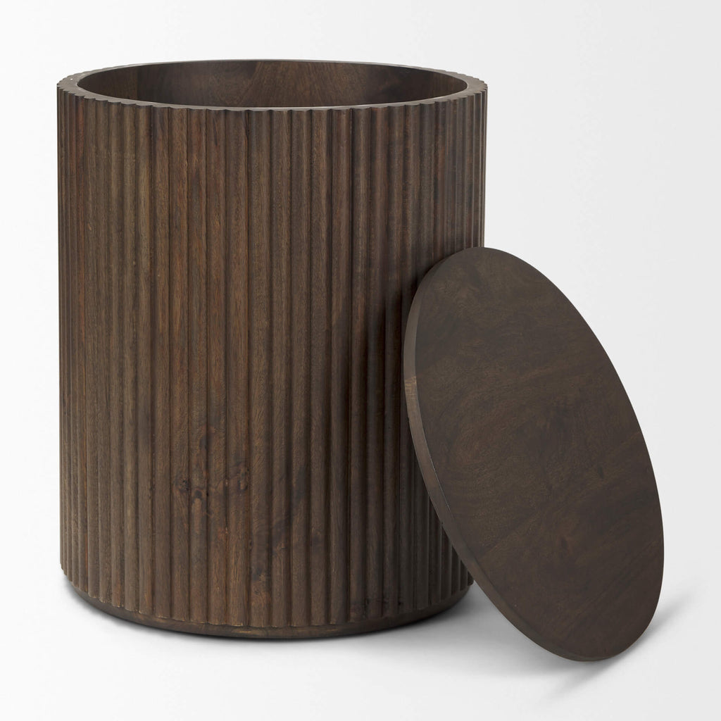 MERCANA TERRA DARK BROWN FLUTER SIDE TABLE 69881