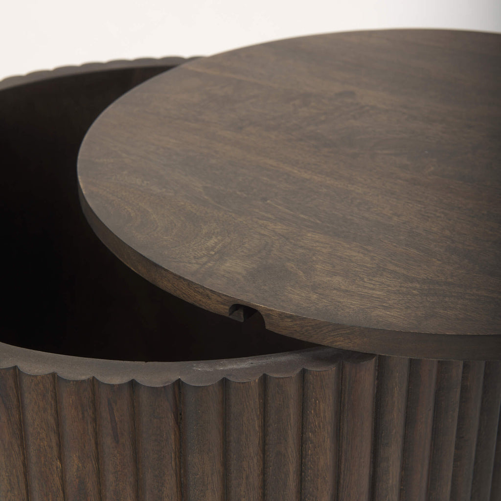 MERCANA TERRA DARK BROWN FLUTER SIDE TABLE 69881