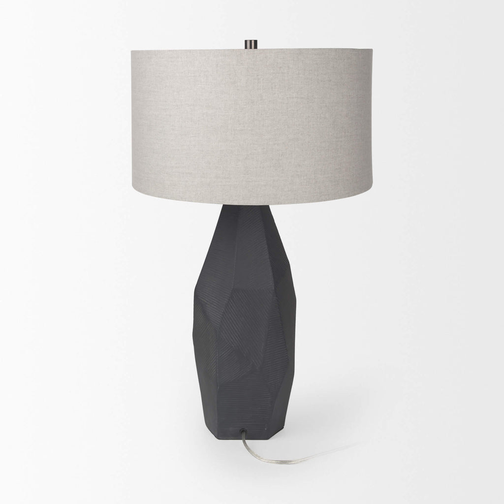 MERCANA PIVEN BLACK TEXTURED CERAMIC TABLE LAMP 70369