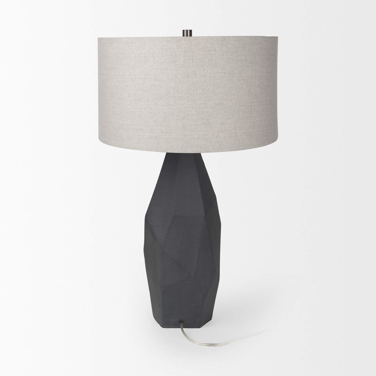 MERCANA PIVEN BLACK TEXTURED CERAMIC TABLE LAMP 70369