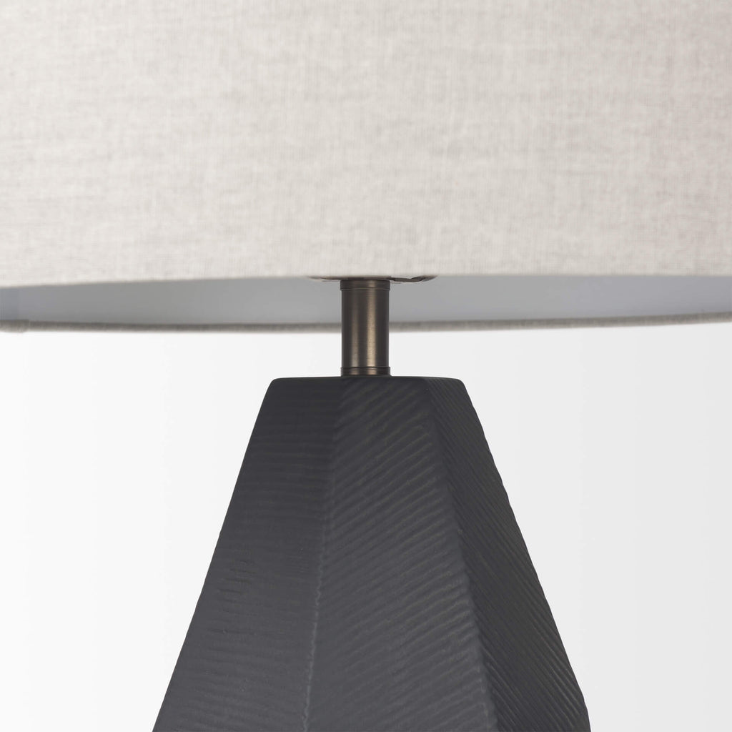 MERCANA PIVEN BLACK TEXTURED CERAMIC TABLE LAMP 70369