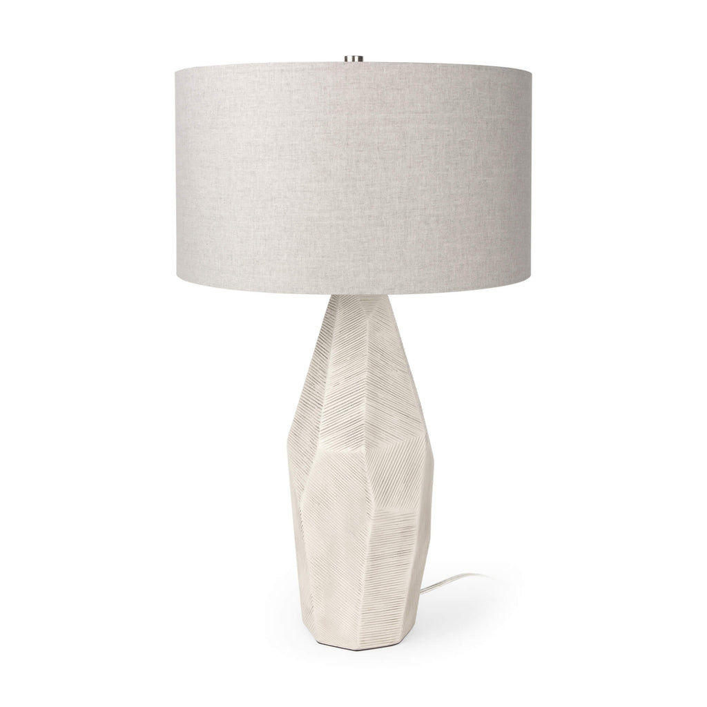 MERCANA PIVEN WHITE TEXTURED CERAMIC TABLE LAMP 70370