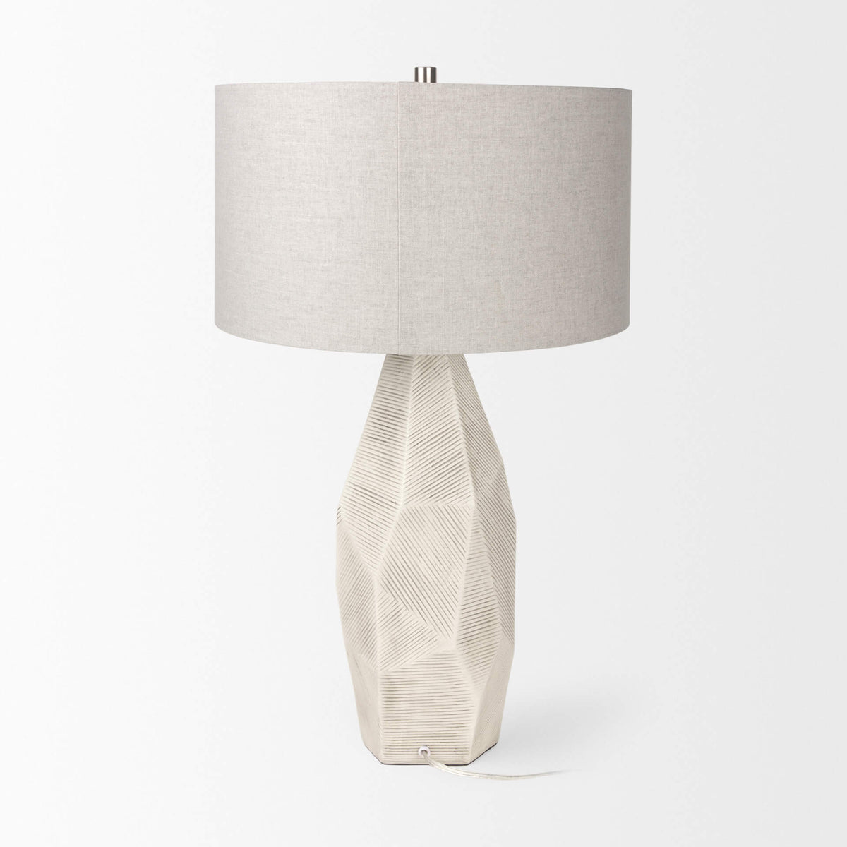 MERCANA PIVEN WHITE TEXTURED CERAMIC TABLE LAMP 70370