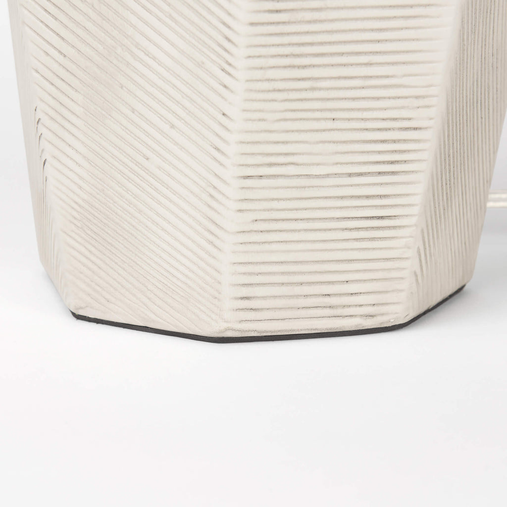 MERCANA PIVEN WHITE TEXTURED CERAMIC TABLE LAMP 70370