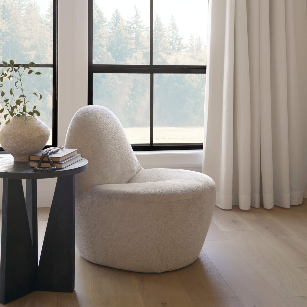 MERCANA BEVERLY BEIGE CHENILLE ACCENT CHAIR 70374