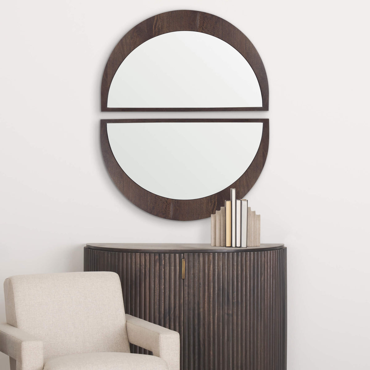 MERCANA CELESTE DARK BROWN WOOD SMALL MIRROR 70138