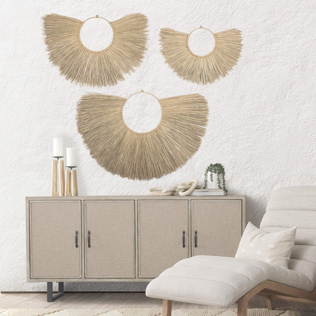 MERCANA BAYU SEAGRASS BOHO WEAVE FAN SET OF THREE 70223
