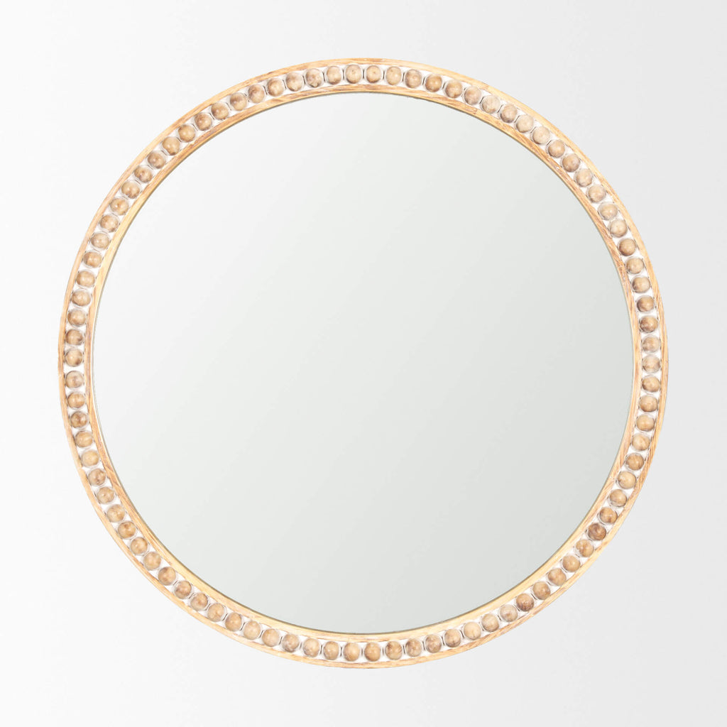 MERCANA ROAN LIGHT BROWN WOOD BEADED MIRROR 70605