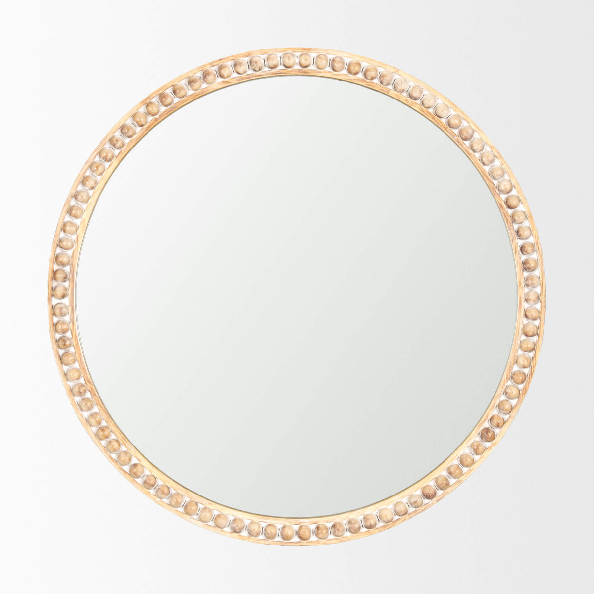 MERCANA ROAN LIGHT BROWN WOOD BEADED MIRROR 70605