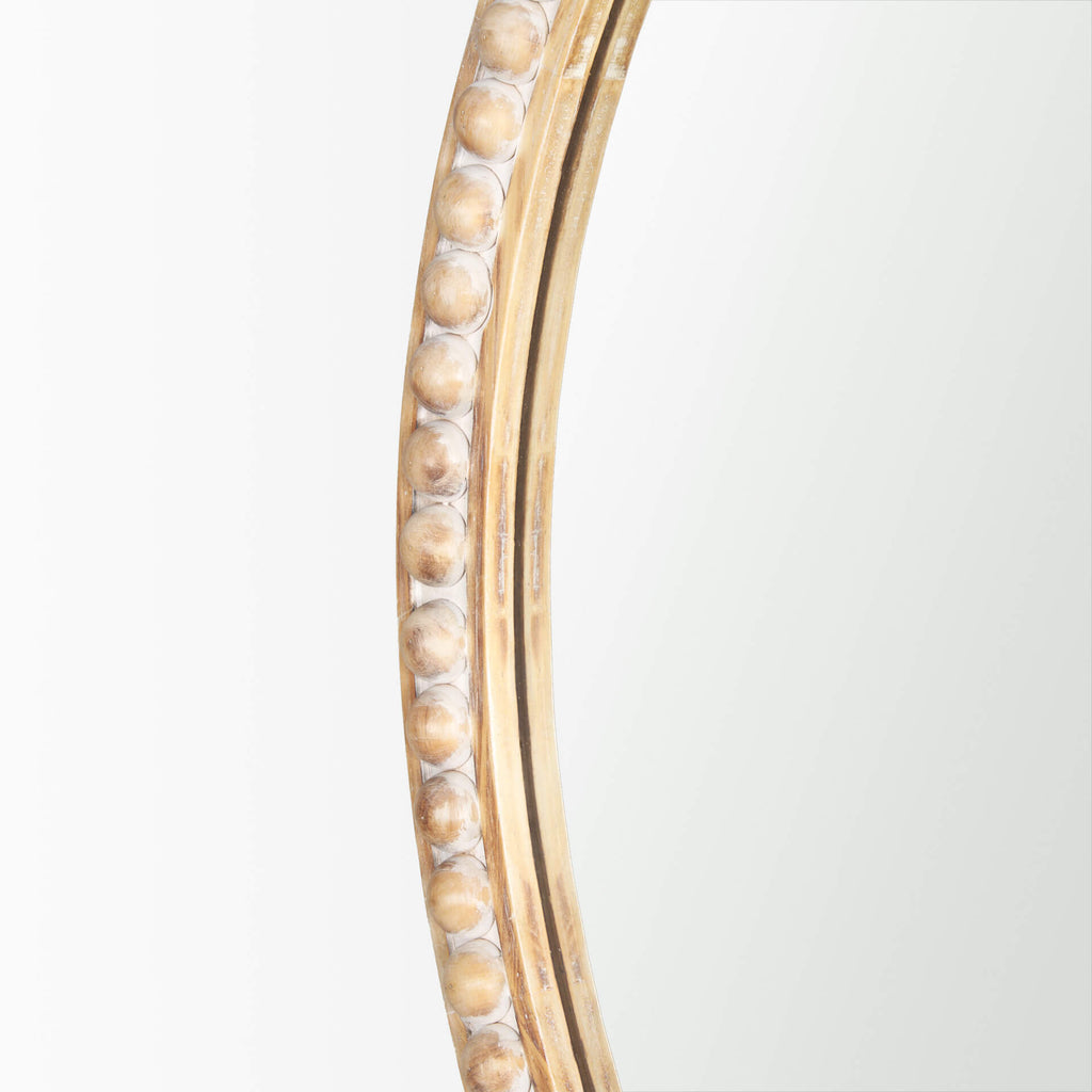 MERCANA ROAN LIGHT BROWN WOOD BEADED MIRROR 70605