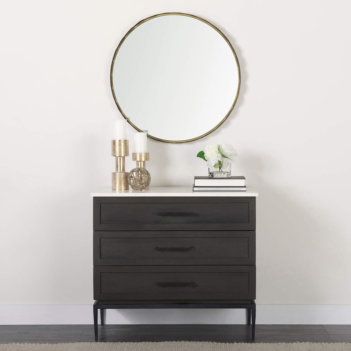 MERCANA DIVINA WHITE MARBLE TOP ACCENT CABINET 69201-AB