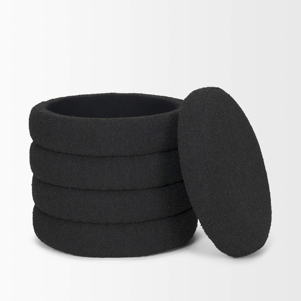MERCANA ELISE BLACK BOUCLE STORAGE OTTOMAN 70410