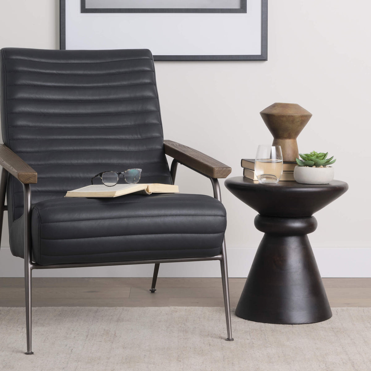 MERCANA PALMERA WOOD PEDESTAL ACCENT TABLE 70511