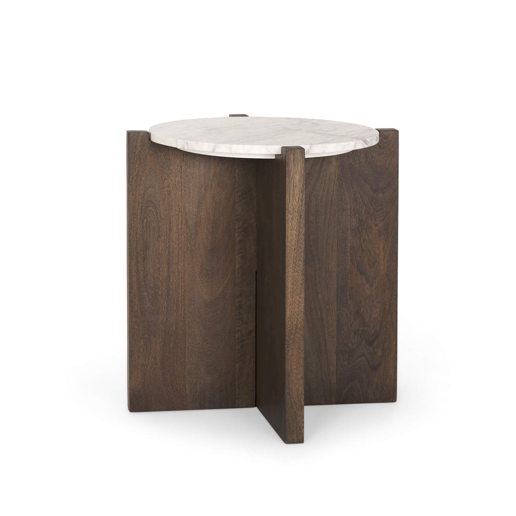 MERCANA  BIANCA MARBLE ROUND ACCENT TABLE 70680