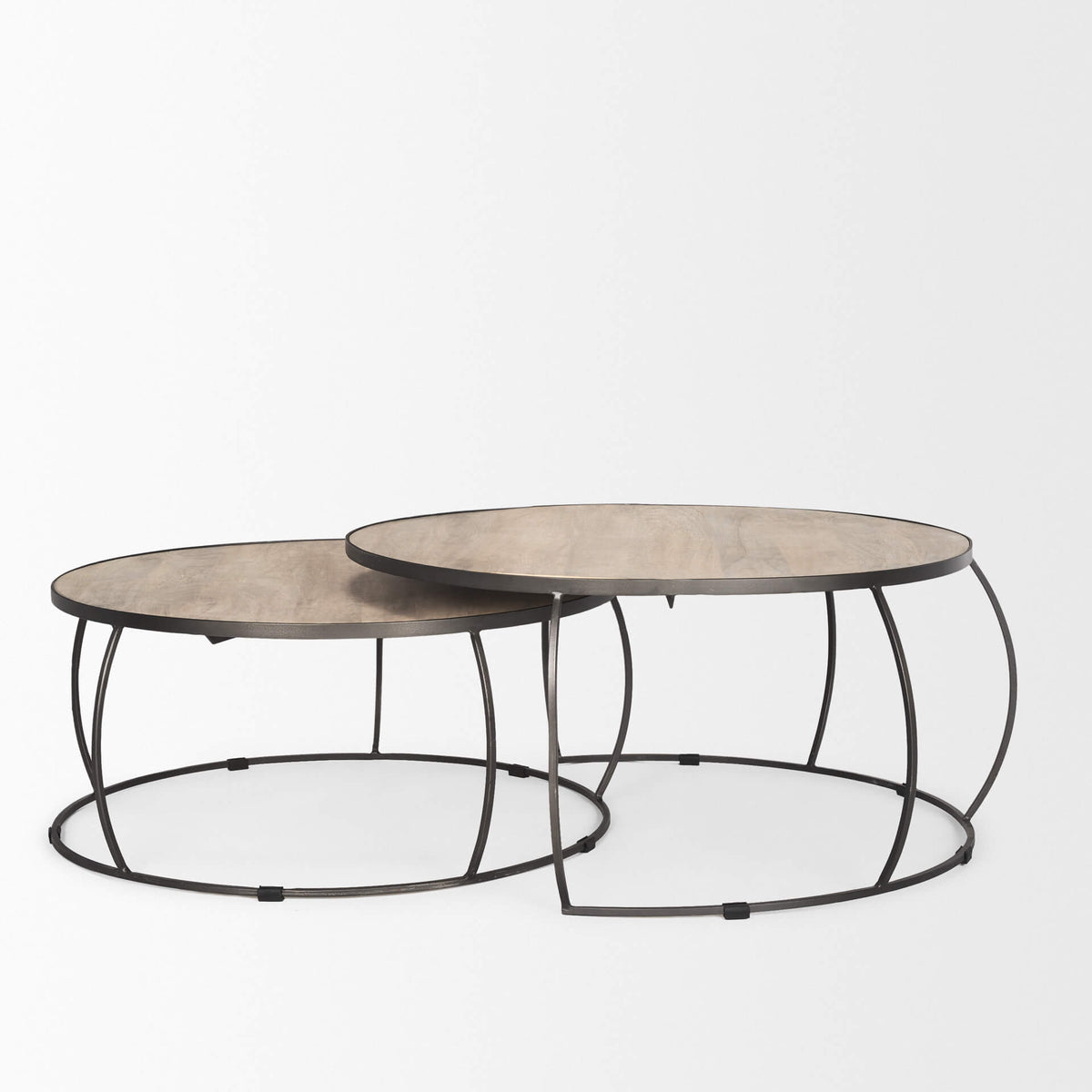 MERCANA CLAPP ROUND WOOD TOP NESTING COFFEE TABLES 70594