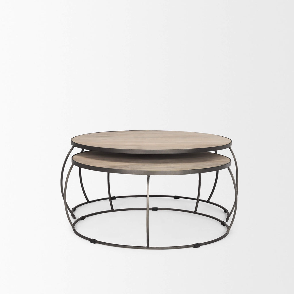 MERCANA CLAPP ROUND WOOD TOP NESTING COFFEE TABLES 70594