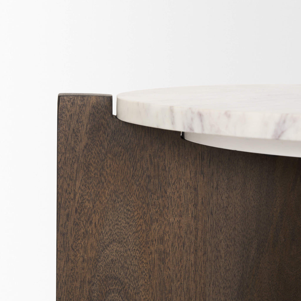 MERCANA  BIANCA MARBLE ROUND ACCENT TABLE 70680