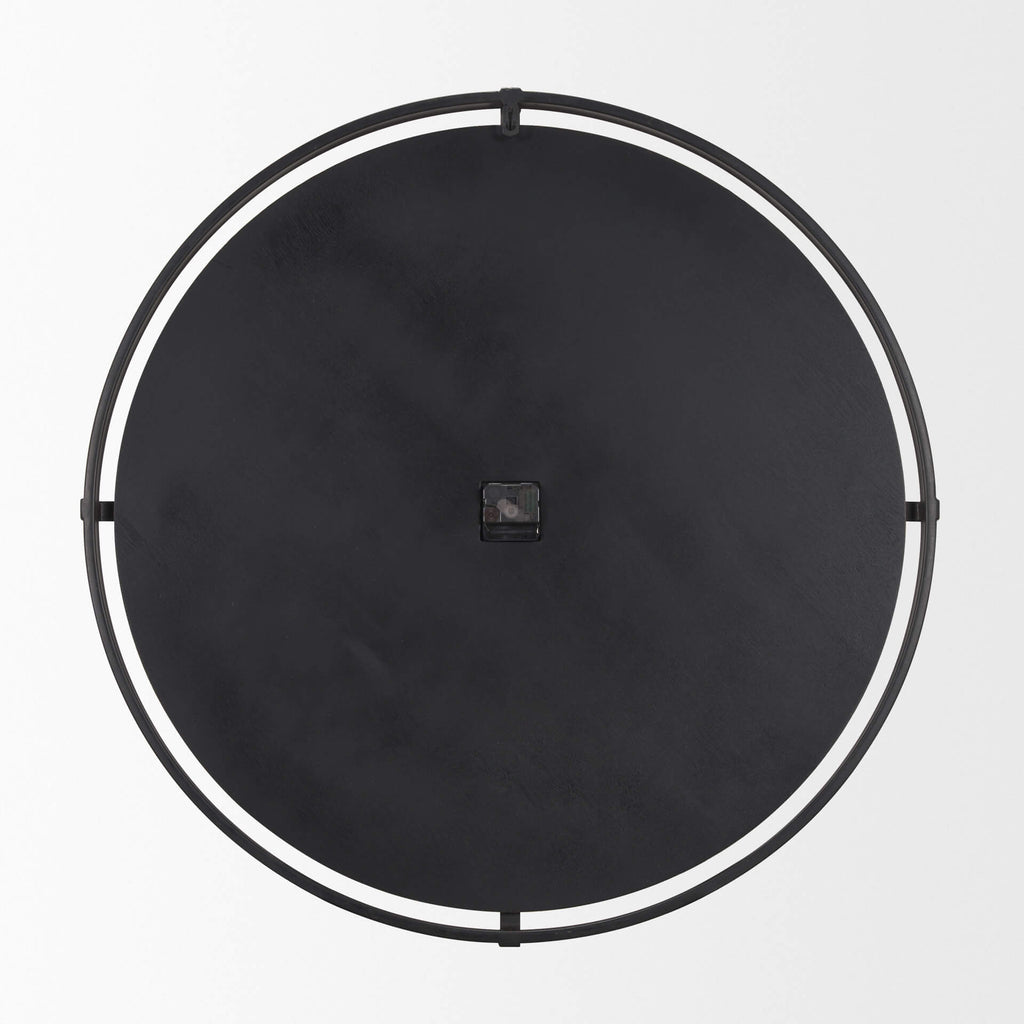 MERCANA RANI MATTE BLACK/WOOD  WALL CLOCK 70691