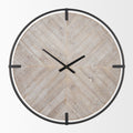 MERCANA RANI MATTE BLACK/WOOD  WALL CLOCK 70691