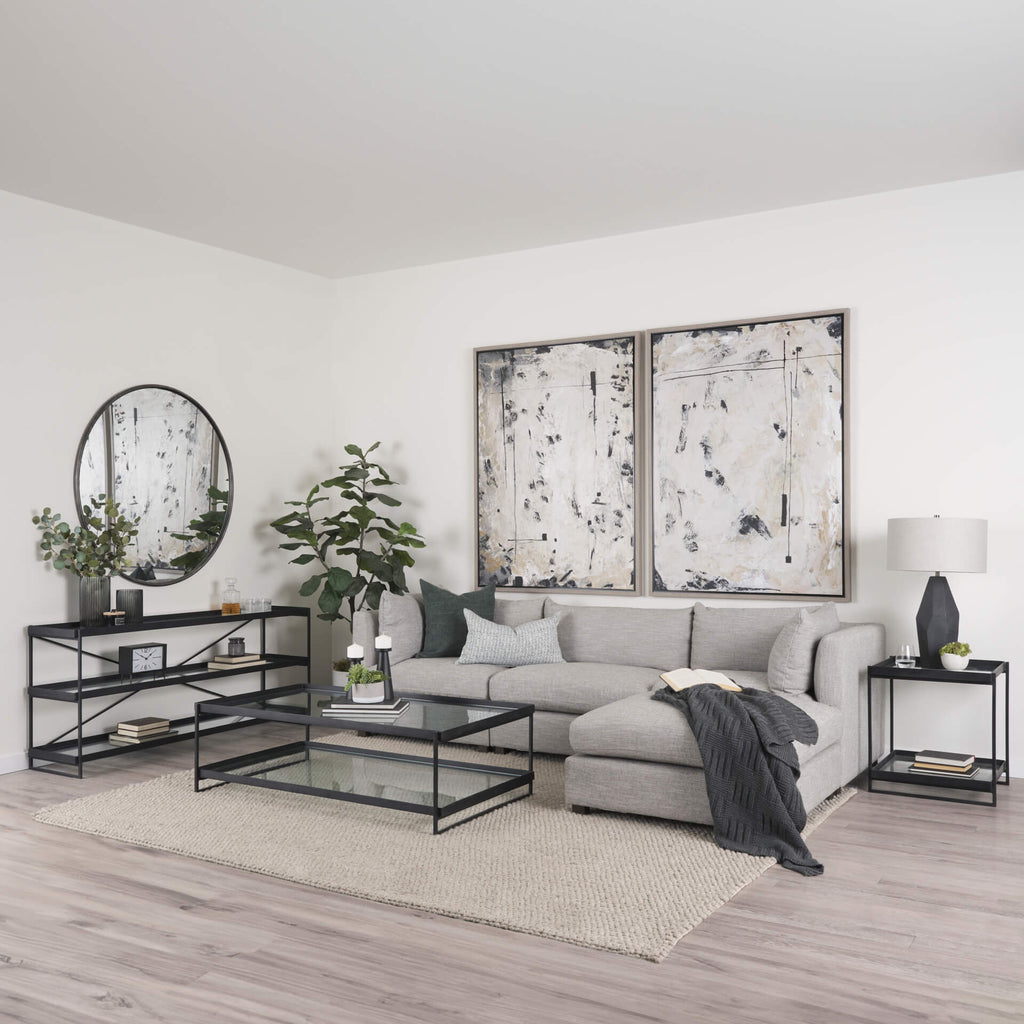 MERCANA TREY BLACK METAL AND GLASS COFFEE TABLE 69786