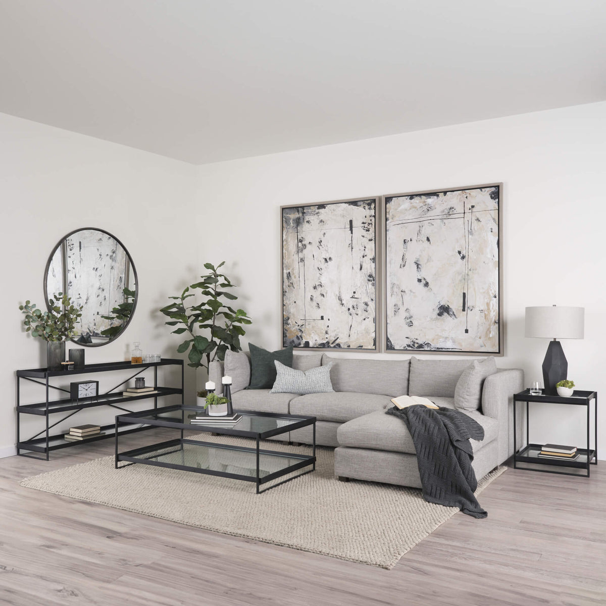 MERCANA TREY BLACK METAL AND GLASS COFFEE TABLE 69786