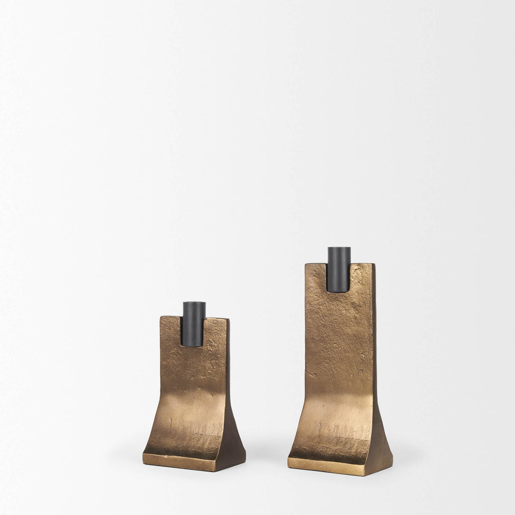 MERCANA POLLI ANTIQUED GOLD TAPER CANDLEHOLDERS 70670