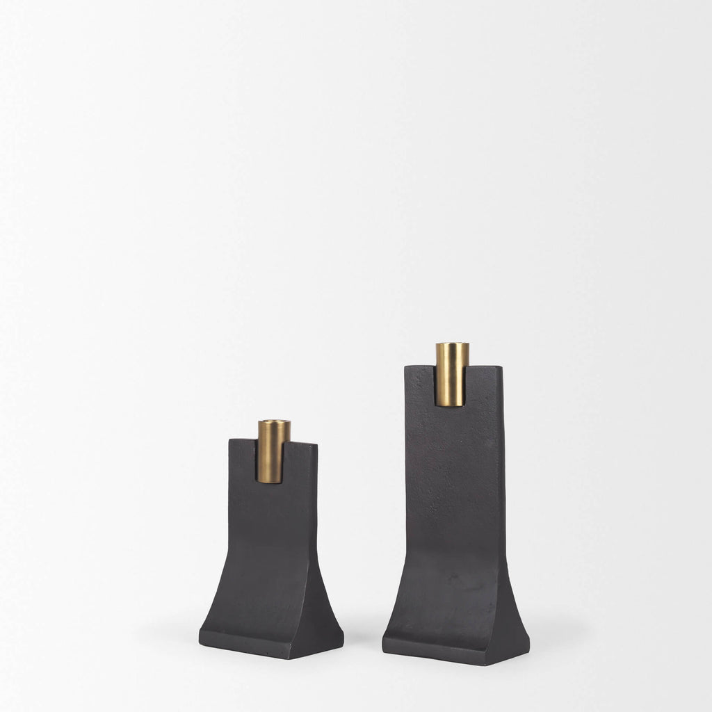 MERCANA POLLI MATTE BLACK TAPER CANDLEHOLDERS 70672