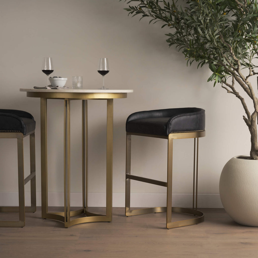 MERCANA HOLLYFIELD BAR STOOL BLACK LEATHER 67080