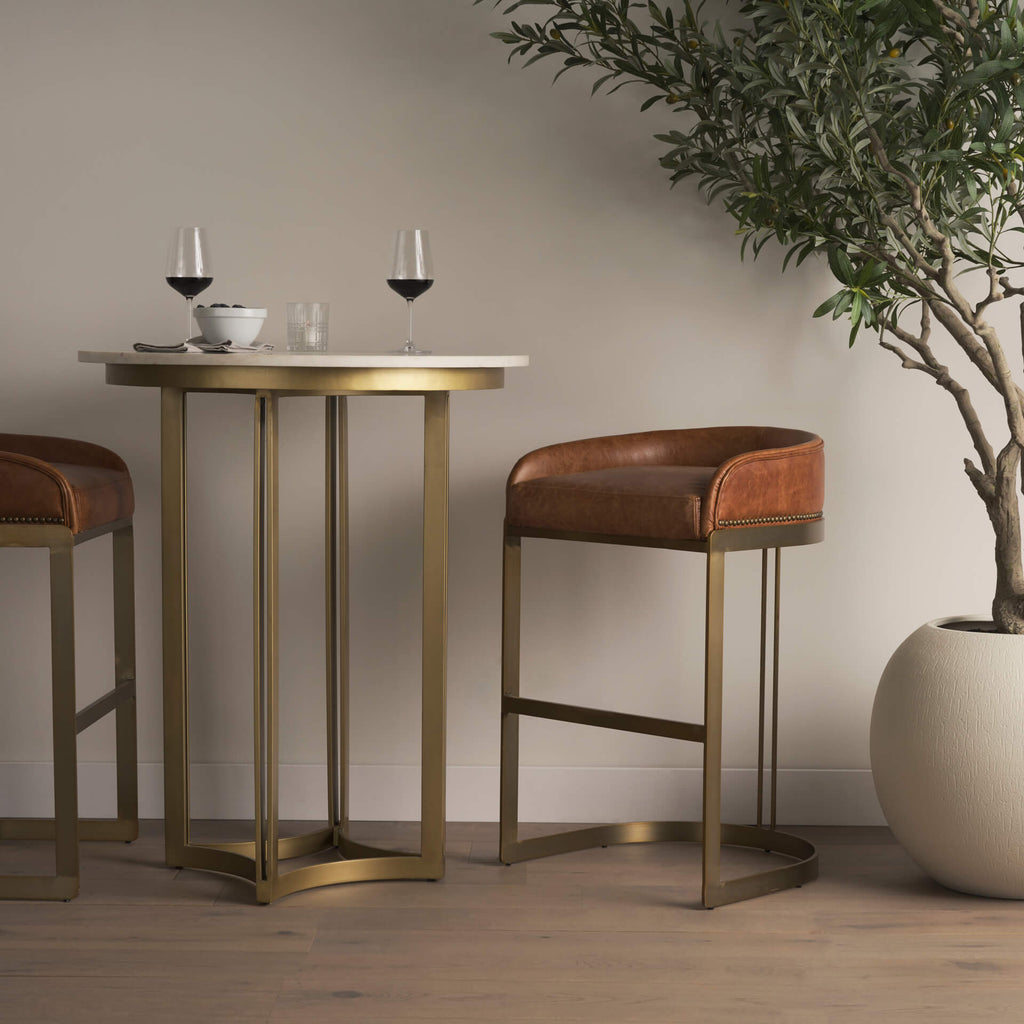 MERCANA HOLLYFIELD BAR STOOL BROWN LEATHER 68574