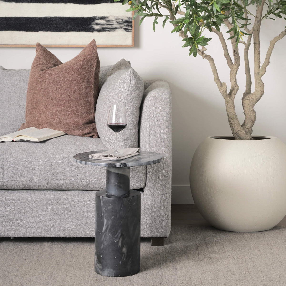 MERCANA  TAITE GREY MARBLE ACCENT TABLE 70876-AB